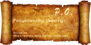 Petykovszky Ompoly névjegykártya